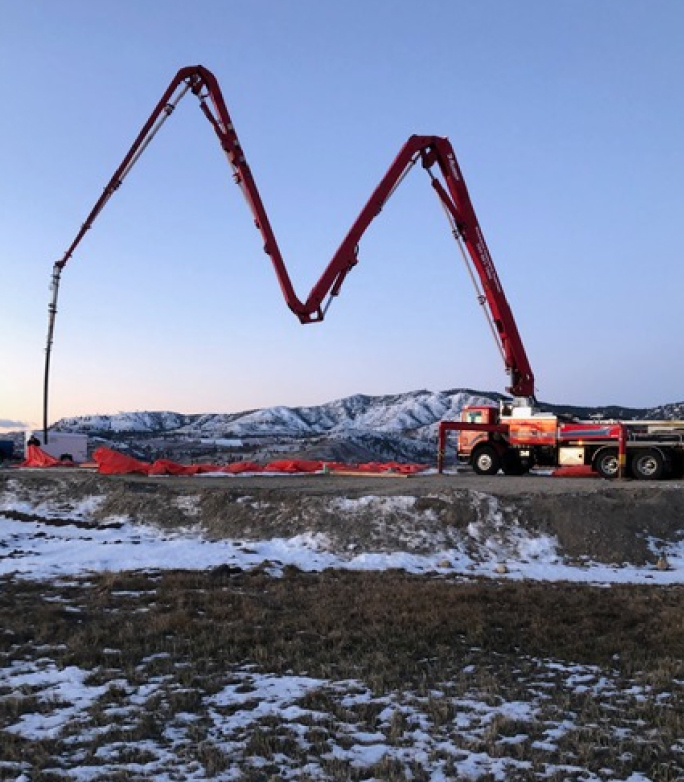 Concrete pump truck in Wenatche, Washington